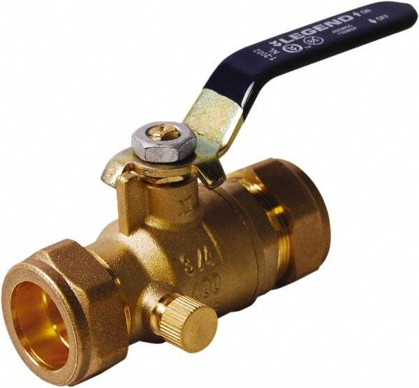 Legend Valve - 1" Pipe, Full Port, Lead Free Brass UL, CSA, FM, NSF Approved Ball Valve - 2 Piece, Comp x Comp Ends, Lever Handle, 600 WOG - Eagle Tool & Supply