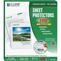 C-LINE - 100 Piece Clear Sheet Protectors-Ring Binder - 11" High x 8-1/2" Wide - Eagle Tool & Supply