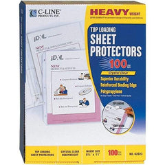 C-LINE - 100 Piece Clear Sheet Protectors-Ring Binder - 11" High x 8-1/2" Wide - Eagle Tool & Supply