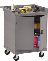 Tennsco - 1,000 Lb Capacity, 1 Shelf, 2 Door Mobile Bench - 33" Wide x 25" Deep x 43" High, Steel - Eagle Tool & Supply