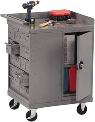 Tennsco - 1,000 Lb Capacity, 1 Shelf, 1 Door Mobile Bench - 33" Wide x 25" Deep x 43" High, Steel - Eagle Tool & Supply