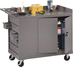 Tennsco - 1,000 Lb Capacity, 1 Shelf, 20 Bin, 1 Door Mobile Bench - 45" Wide x 25" Deep x 43" High, Steel - Eagle Tool & Supply