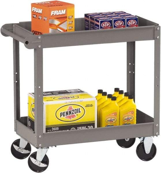Tennsco - 150 Lb Capacity, 30" Wide x 16" Long x 32" High Service Cart - 2 Shelf, Steel, 2 Rigid/2 Swivel Casters - Eagle Tool & Supply