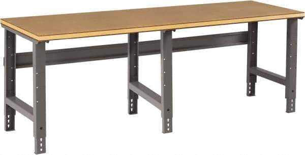 Tennsco - 96 Wide x 30" Deep x 33-3/4" High, Wood Workbench - Adjustable Height Legs, Medium Gray - Eagle Tool & Supply