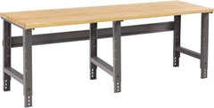 Tennsco - 96 Wide x 30" Deep x 33-1/2" High, Butcher Block Workbench - Adjustable Height Legs, Medium Gray - Eagle Tool & Supply