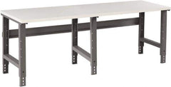 Tennsco - 96 Wide x 30" Deep x 33-3/4" High, Plastic Laminate Workbench - Adjustable Height Legs, Medium Gray - Eagle Tool & Supply