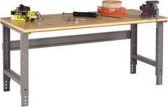 Tennsco - 72 Wide x 30" Deep x 33-3/4" High, Wood Workbench - Adjustable Height Legs, Medium Gray - Eagle Tool & Supply