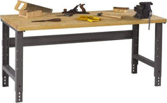 Tennsco - 72 Wide x 30" Deep x 33-1/2" High, Butcher Block Workbench - Adjustable Height Legs, Medium Gray - Eagle Tool & Supply