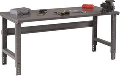 Tennsco - 72 Wide x 30" Deep x 33-1/2" High, 12 Gauge Steel Workbench - Adjustable Height Legs, Medium Gray - Eagle Tool & Supply