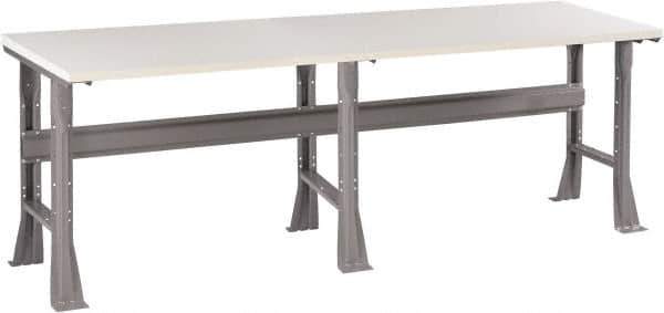 Tennsco - 96 Wide x 36" Deep x 33-1/2" High, Plastic Laminate Workbench - Fixed Flared Legs, Medium Gray - Eagle Tool & Supply