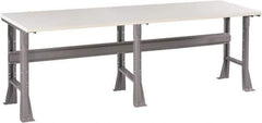 Tennsco - 96 Wide x 36" Deep x 33-1/2" High, Plastic Laminate Workbench - Fixed Flared Legs, Medium Gray - Eagle Tool & Supply