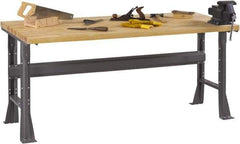 Tennsco - 60 Wide x 36" Deep x 33-3/4" High, Butcher Block Workbench - Fixed Flared Legs, Medium Gray - Eagle Tool & Supply