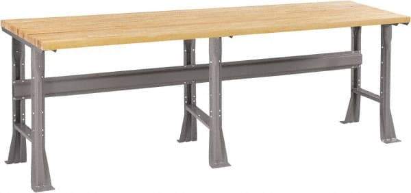 Tennsco - 96 Wide x 30" Deep x 33-3/4" High, Butcher Block Workbench - Fixed Flared Legs, Medium Gray - Eagle Tool & Supply