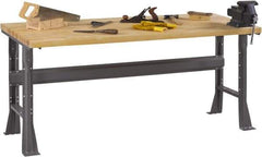 Tennsco - 72 Wide x 30" Deep x 33-3/4" High, Butcher Block Workbench - Fixed Flared Legs, Medium Gray - Eagle Tool & Supply