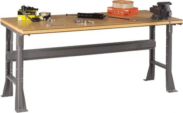 Tennsco - 60 Wide x 30" Deep x 33-3/4" High, Wood Workbench - Fixed Flared Legs, Medium Gray - Eagle Tool & Supply