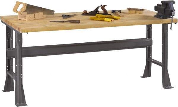 Tennsco - 60 Wide x 30" Deep x 33-3/4" High, Butcher Block Workbench - Fixed Flared Legs, Medium Gray - Eagle Tool & Supply