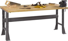 Tennsco - 60 Wide x 30" Deep x 33-3/4" High, Butcher Block Workbench - Fixed Flared Legs, Medium Gray - Eagle Tool & Supply