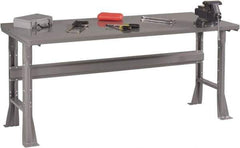 Tennsco - 60 Wide x 30" Deep x 33-1/2" High, 12 Gauge Steel Workbench - Fixed Flared Legs, Medium Gray - Eagle Tool & Supply