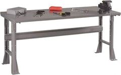 Tennsco - 48 Wide x 30" Deep x 33-1/2" High, 12 Gauge Steel Workbench - Fixed Flared Legs, Medium Gray - Eagle Tool & Supply