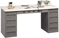 Tennsco - 72 Wide x 30" Deep x 33-1/2" High, Plastic Laminate Workbench - Fixed Legs, Medium Gray - Eagle Tool & Supply