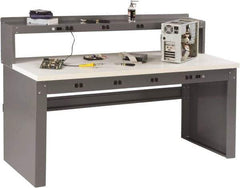 Tennsco - 72 Wide x 36" Deep x 33-1/2" High, Plastic Laminate Workbench - Fixed Legs, Medium Gray - Eagle Tool & Supply