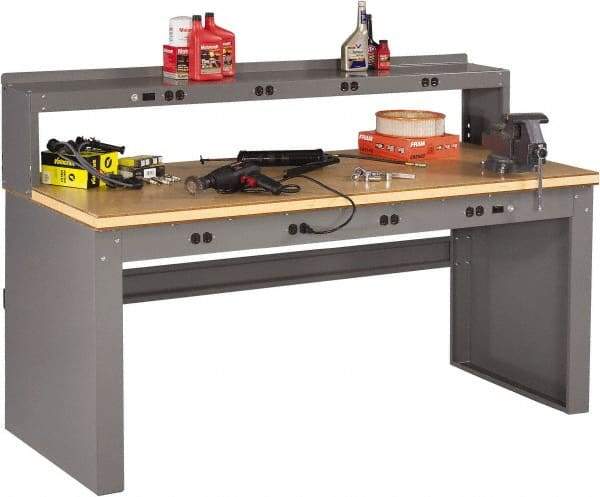 Tennsco - 72 Wide x 36" Deep x 33-1/2" High, Wood Workbench - Fixed Legs, Medium Gray - Eagle Tool & Supply