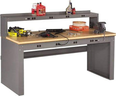 Tennsco - 72 Wide x 36" Deep x 33-1/2" High, Wood Workbench - Fixed Legs, Medium Gray - Eagle Tool & Supply