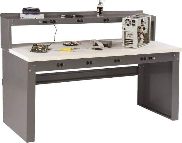 Tennsco - 72 Wide x 30" Deep x 33-1/2" High, Plastic Laminate Workbench - Fixed Legs, Medium Gray - Eagle Tool & Supply