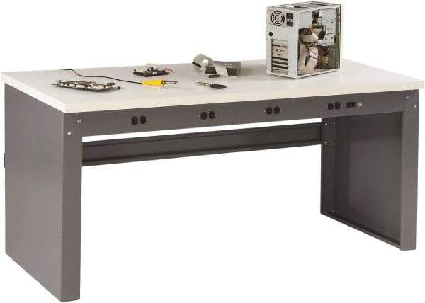 Tennsco - 72 Wide x 36" Deep x 33-1/2" High, Plastic Laminate Workbench - Fixed Legs, Medium Gray - Eagle Tool & Supply