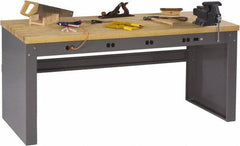 Tennsco - 72 Wide x 30" Deep x 33-1/2" High, Butcher Block Workbench - Fixed Legs, Medium Gray - Eagle Tool & Supply