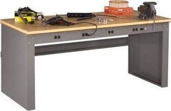 Tennsco - 72 Wide x 30" Deep x 33-1/2" High, Wood Workbench - Fixed Legs, Medium Gray - Eagle Tool & Supply
