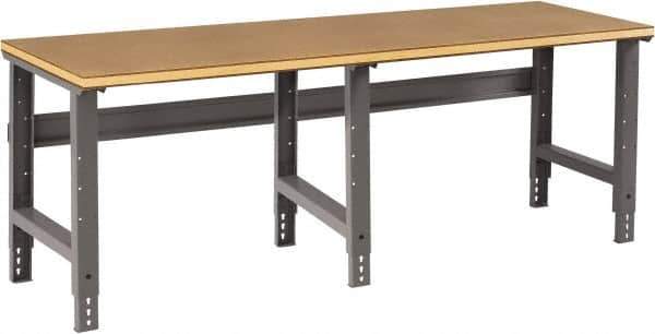 Tennsco - 96 Wide x 36" Deep x 33-3/4" High, Wood Workbench - Adjustable Height Legs, Medium Gray - Eagle Tool & Supply