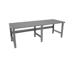 Tennsco - 96 Wide x 36" Deep x 33-1/2" High, 12 Gauge Steel Workbench - Adjustable Height Legs, Medium Gray - Eagle Tool & Supply