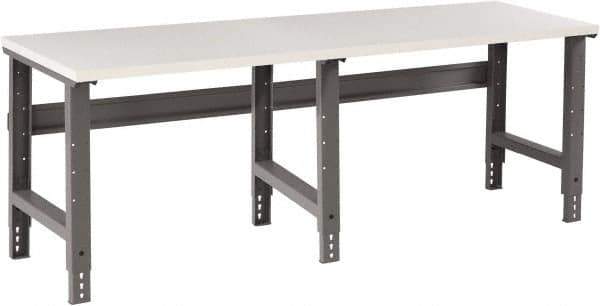 Tennsco - 96 Wide x 36" Deep x 33-3/4" High, Plastic Laminate Workbench - Adjustable Height Legs, Medium Gray - Eagle Tool & Supply