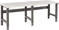 Tennsco - 96 Wide x 36" Deep x 33-3/4" High, Plastic Laminate Workbench - Adjustable Height Legs, Medium Gray - Eagle Tool & Supply