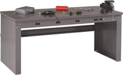 Tennsco - 72 Wide x 30" Deep x 33-1/2" High, 12 Gauge Steel Workbench - Fixed Legs, Medium Gray - Eagle Tool & Supply