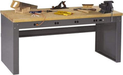 Tennsco - 72 Wide x 36" Deep x 33-1/2" High, Butcher Block Workbench - Fixed Legs, Medium Gray - Eagle Tool & Supply