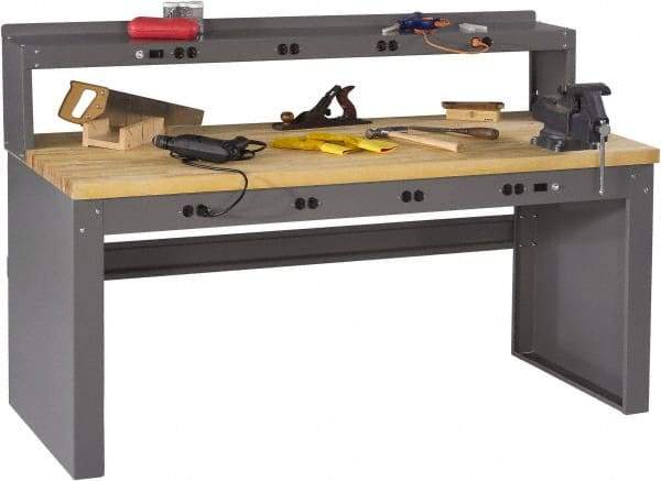 Tennsco - 72 Wide x 30" Deep x 33-1/2" High, Butcher Block Workbench - Fixed Legs, Medium Gray - Eagle Tool & Supply
