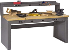 Tennsco - 72 Wide x 30" Deep x 33-1/2" High, Butcher Block Workbench - Fixed Legs, Medium Gray - Eagle Tool & Supply