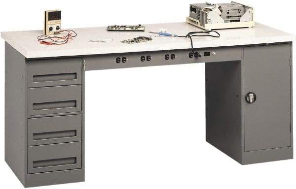 Tennsco - 72 Wide x 30" Deep x 33-1/2" High, Plastic Laminate Workbench - Fixed Legs, Medium Gray - Eagle Tool & Supply