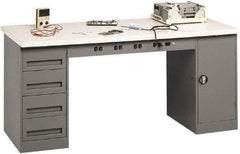 Tennsco - 72 Wide x 30" Deep x 33-1/2" High, Plastic Laminate Workbench - Fixed Legs, Medium Gray - Eagle Tool & Supply
