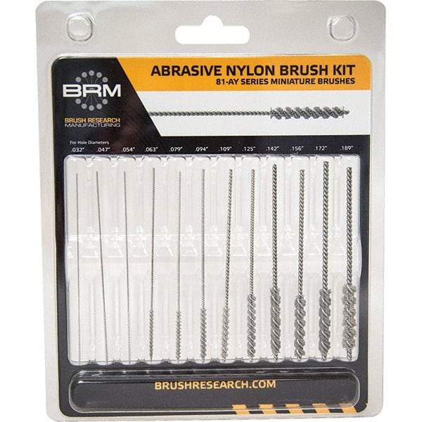 Brush Research Mfg. - 0.032" to 0.189" Bore Diam, 60 Grit, Nylon with Abrasive Grain Flexible Hone - Coarse/Medium, 3" OAL - Eagle Tool & Supply