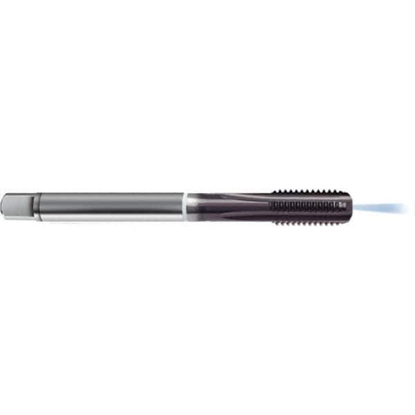 Guhring - 1/4-28 UNF 2B 4 Flute TiAlN Finish High Speed Steel Straight Flute Standard Hand Tap - Modified Bottoming, Right Hand Thread, 80mm OAL, H4/H5 Limit, Through Coolant - Eagle Tool & Supply