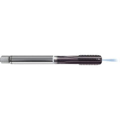 Guhring - 1/4-28 UNF 2B 4 Flute TiAlN Finish High Speed Steel Straight Flute Standard Hand Tap - Modified Bottoming, Right Hand Thread, 80mm OAL, H4/H5 Limit, Through Coolant - Eagle Tool & Supply