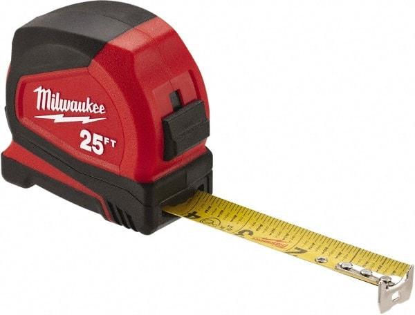Milwaukee Tool - 25' x 1" Tape Measure - 1/16" Graduation - Eagle Tool & Supply