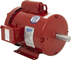 Leeson - 2 Max hp, 1,800 Max RPM, Electric AC DC Motor - 115/208-230 V Input, Single Phase, 182T Frame, 1-1/8" Shaft Diam, Rigid Base Mount, TEFC Enclosure - Eagle Tool & Supply