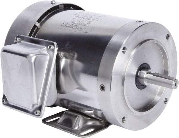 Leeson - 2 Max hp, 3,600 Max RPM, Premium Efficient Electric AC DC Motor - 230/460 V Input, Three Phase, 56HC Frame, 5/8" Shaft Diam, C-Face with Base Mount, TEFC Enclosure - Eagle Tool & Supply