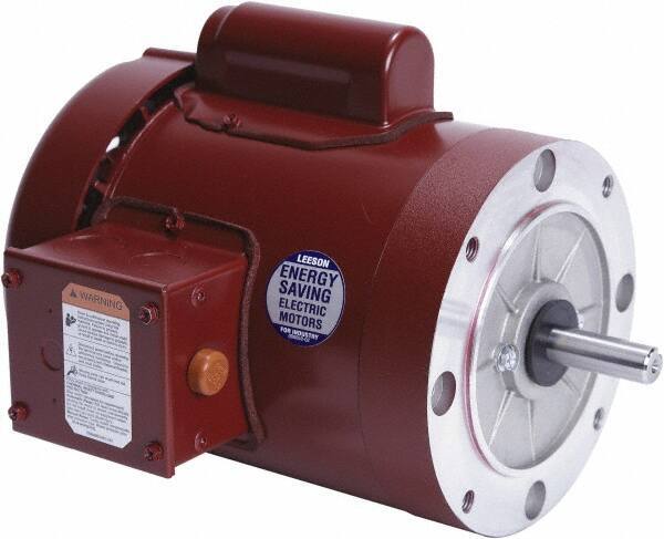 Leeson - 1 Max hp, 1,800 Max RPM, Electric AC DC Motor - 115/208-230 V Input, Single Phase, 56C Frame, 5/8" Shaft Diam, C-Face Mount, TEFC Enclosure - Eagle Tool & Supply