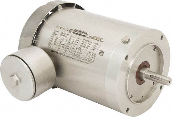 Leeson - 1 Max hp, 1,800 Max RPM, Premium Efficient Electric AC DC Motor - 230/460 V Input, Three Phase, 56C Frame, 5/8" Shaft Diam, C-Face Mount, TEFC Enclosure - Eagle Tool & Supply