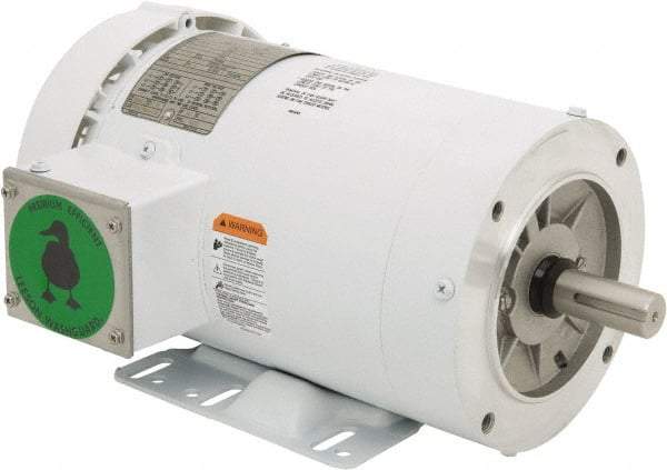 Leeson - 3 Max hp, 3,600 Max RPM, Premium Efficient Electric AC DC Motor - 230/460 V Input, Three Phase, 145TC Frame, 7/8" Shaft Diam, C-Face with Base Mount, TEFC Enclosure - Eagle Tool & Supply